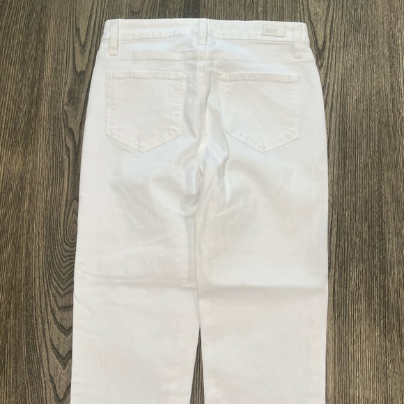 Paige Hoxton Straight Ankle Jeans Ruffled Hem Denim Stretch Crisp White Size 28 - Picture 11 of 11